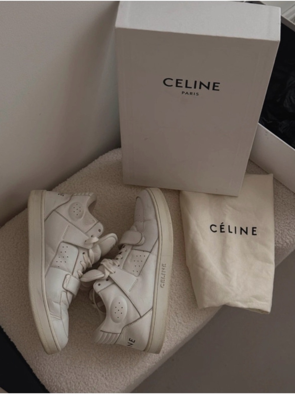 Celine White High-Top Sneakers | Size 40 | Full Set - Picture 10 of 14